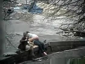 Daring teen at public place