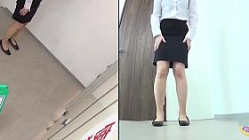 Japanese wetting herself in the bathroom