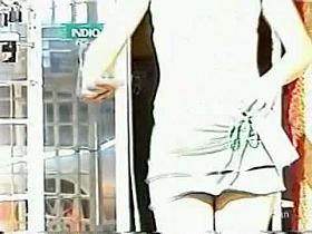 Sexy chick is offering very exciting upskirt view