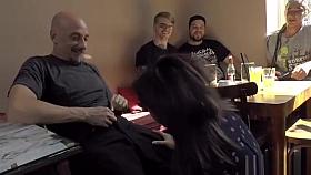 Euro spinner in denim cutoffs humiliated in public