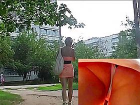 Blond in peach-coloured petticoat