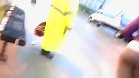 Black man stroking in public