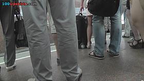 Brunette cutie took a part in upskirt xxx video