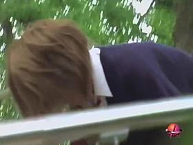 Masked guy suckled Japanese girls tits like a shark