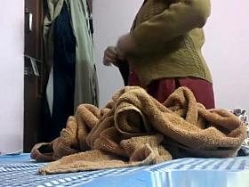 Chubby indian woman dressing