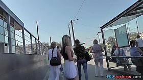 Beauty proudly shows her hawt legs up petticoat