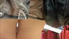 Chubby woman short dress upskirt