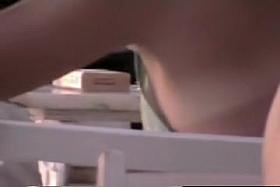 Tan lined bimbo erotic sideblouse spied in public