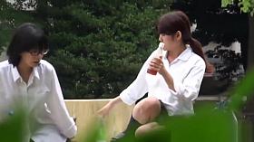 Asian teenagers urinate