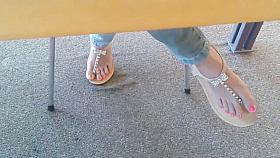 Candid Asian Teen Library Feet in Sandals 2