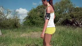 Completely transparent tights on young ass