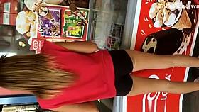 Sexy ass and butt cheeks in tight shorts