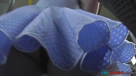 Bubble ass hottie wears thong in upskirt video