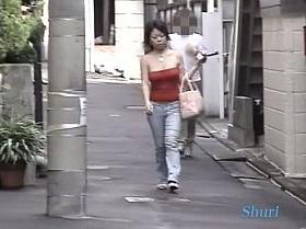 Sexy asian babe gets her skirt pulled down