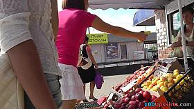 Hot upskirt pictures with brunette chick and her ass