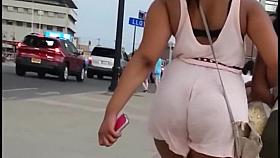 Two big female asses eating panties