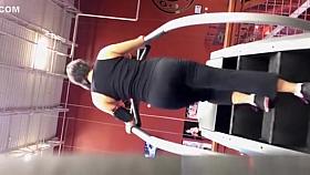 Tight sports pants exercising