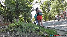 Candid upskirt of the honey in red outfit
