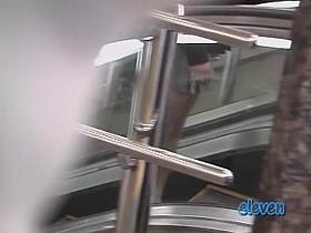 Street sharking of a sweet Japanese girl in a grey skirt