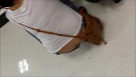 Asian Showing Crack and Panties