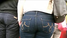 Candid big ass in tight Scarlet jeans