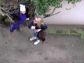 Butterfly girl filmed while taking a wizz