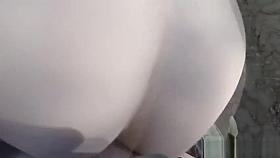 Blonde provoking big cock guy outdoor