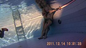 Swimming in sauna pool girls show nude bodies on spy cam