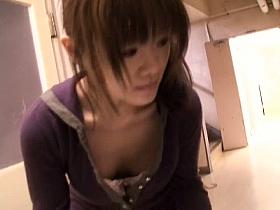 Asian candid down blouse video with brunette babe