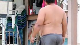 Gorgeous Latina waitress is wearing a really short white skirt