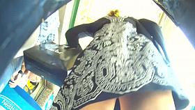 Fair haired chick in a nicely designed black dress upskirt porno