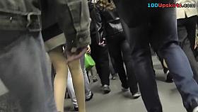 Tan hose upskirt on a kewl day