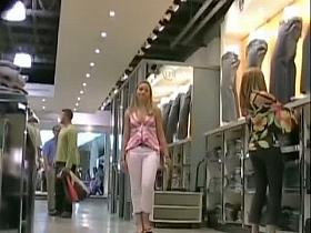 Beautiful blondie shown in her tight white jeans on camera