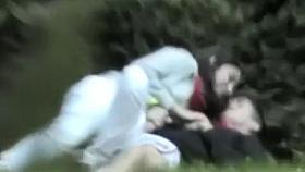 Nude blonde peeped in tanning saloon