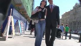 Candid street with hot ass in jeans babe