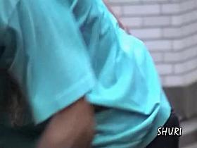 Asian girl gets her pants sharked in the street 