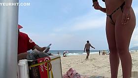 Smallest bikini ever on the juicy maid