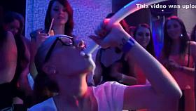 European party babes suck cock in middle of club