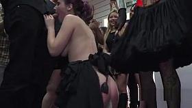 Slave on leash humiliated in public