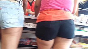 College babe in shorts