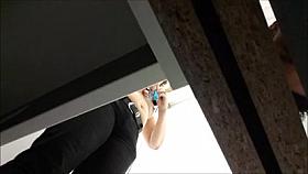 Cabine essayage Mature a lunettes