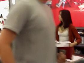 Store attendant's big boobs