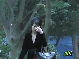 Slim Japanese sweetie flashes her naked butt when someone snatches her skirt