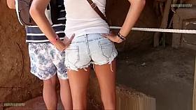 Girl sexy ass in tight shorts.