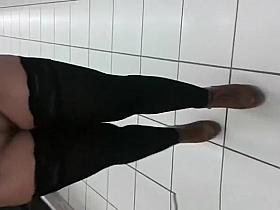 Exhibitionist woman flashing in supermarket