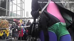 Colorful tight clothes camletoe