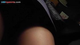 Hose legs up the short petticoat on bus