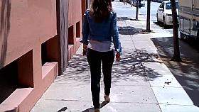Big Ass Walking In Tight Black Jeans