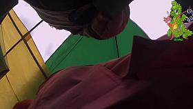 Girls upskirt of the fatty ass in white full back panty B247