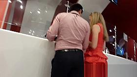 Impudent Upskirt By Hot Girl In Elegant Red Dress